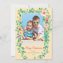 Tropisches Weihnachtsgebirge Gelb & Grün Foto Feiertagskarte