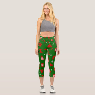 Tropisches Weihnachtsgrün Capri Leggings