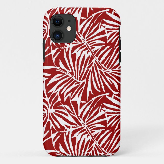 Tropisches weißes und rotes Leaf-Muster Case-Mate iPhone Hülle (Rückseite)