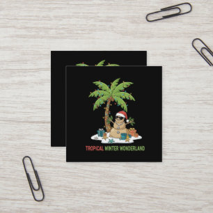 Tropisches Winterwunderland   Lustiges Weihnachten Quadratische Visitenkarte