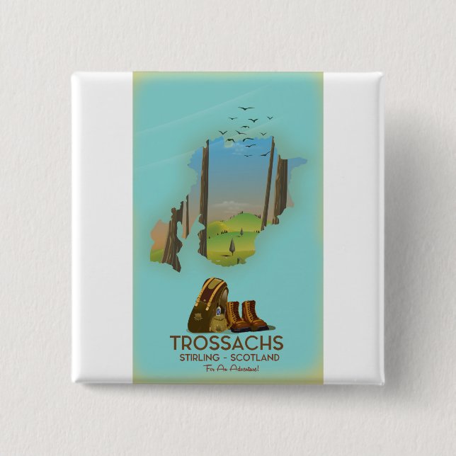 Trossachs Stirling Schottland Wanderposter Button (Vorderseite)