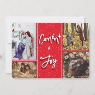 Trost & Freude in roter Foto-Weihnachts-Briefkarte Einladung