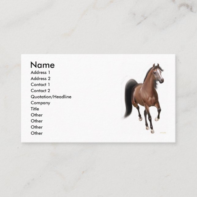 Trottenbucht-Pferd Visitenkarte (Vorderseite)