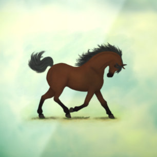 Trotting Bay Horse Reitpony Decal Fensteraufkleber