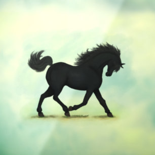 Trotting Black Horse oder Pony Equestrian Decal Fensteraufkleber
