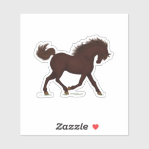 Trotting Brown Horse Pony Equestrian Aufkleber