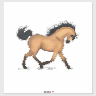 Trotting Buckskin Horse Pony Equestrian Decal Aufkleber