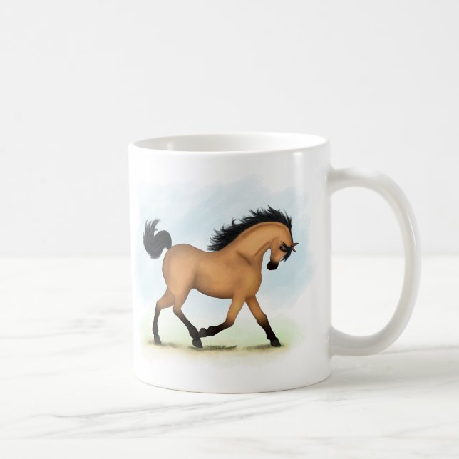 Trotting Buckskin Pferderaffe Kaffeetasse (Rechts)