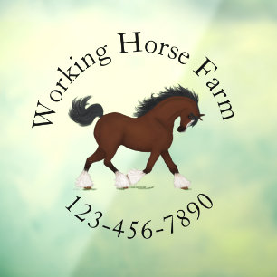 Trotting Clydesdale Horse Circle Text Custom Fensteraufkleber