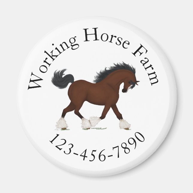Trotting Clydesdale Horse Circle Text Custom Magnet (Vorne)