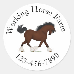 Trotting Clydesdale Horse Circle Text Custom Runder Aufkleber
