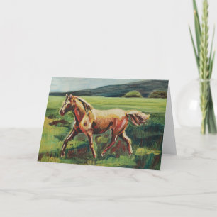 Trotting Horse Oil Painting Blank Karte