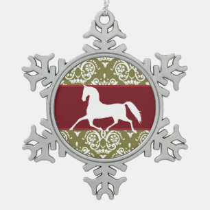 Trotting Horse Weihnachtsschmuck Schneeflocken Zinn-Ornament