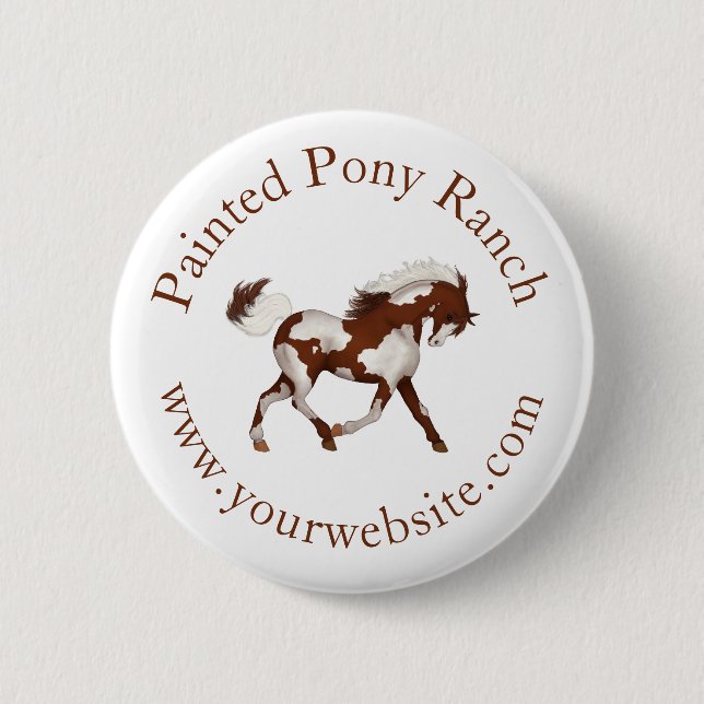 Trotting Overo Skewbald Paint Horse Custom Logo Button (Vorderseite)