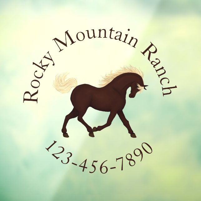 Trotting Rocky Mountains Circular Text Custom Fensteraufkleber (Blatt 3)
