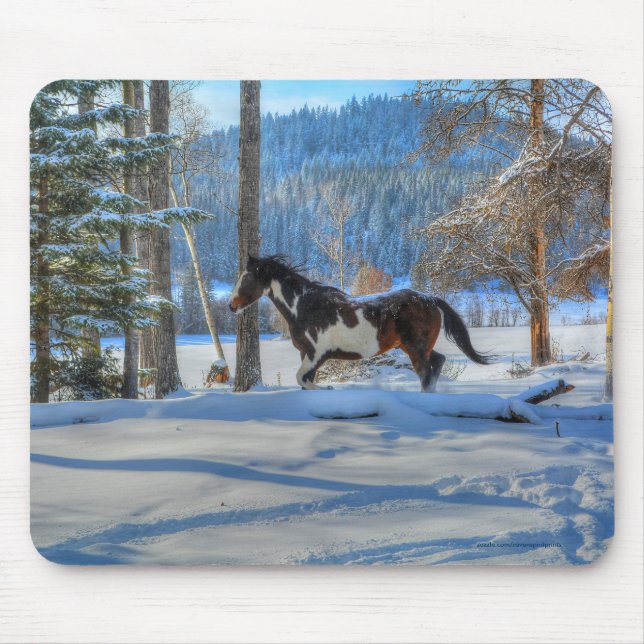 Trottoire Pinto Paint Stallion & Winter Snows Mousepad (Vorne)