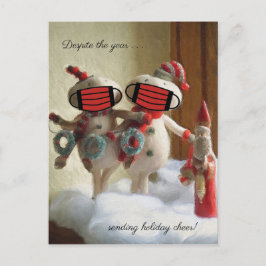 Trotz des Jahres schicken Feiertagsjubeln Snowmen Postkarte
