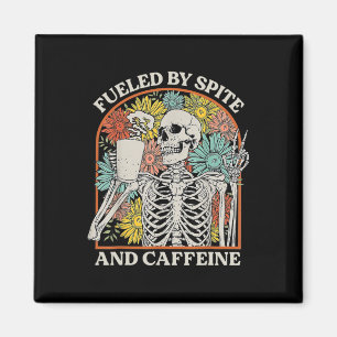 Trotz und Koffein Skelett Halloween Kaffee Magnet