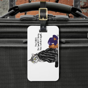 Trotzige Keine Reue Tabby-Katze Lustig Gepäckanhänger