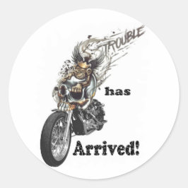 Trouble ist angekommen runder aufkleber