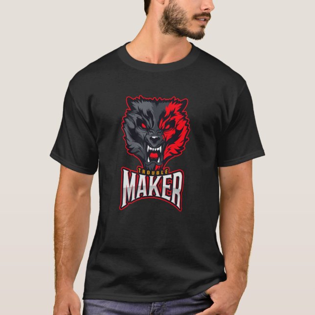 Troublemaker Attitude Rebel Wolf  1 T-Shirt (Vorderseite)