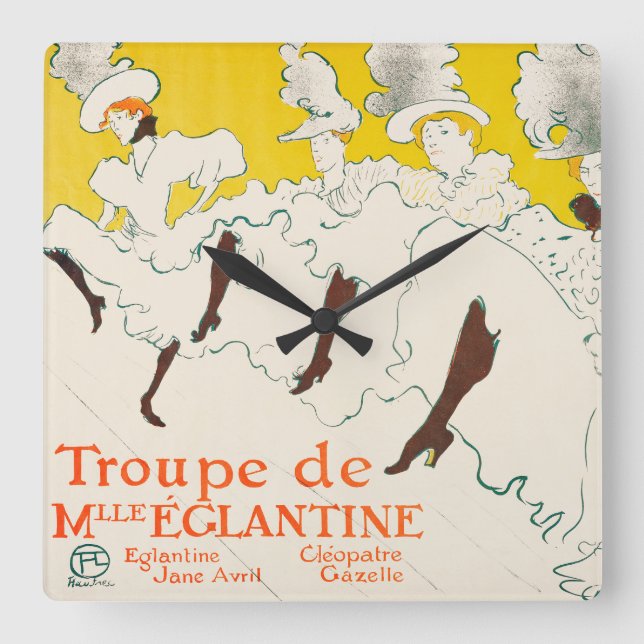 Troupe de Mademoiselle Eglantine, Toulouse Lautrec Quadratische Wanduhr (Vorderseite)