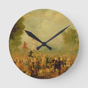 Troupe der Schauspieler darstellend auf einem Runde Wanduhr