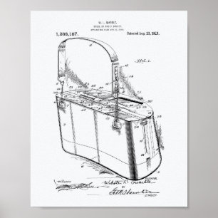 Trout Basket 1921 Patent Art Weißes Papier Poster