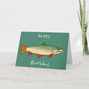 Trout fish birthday art karte