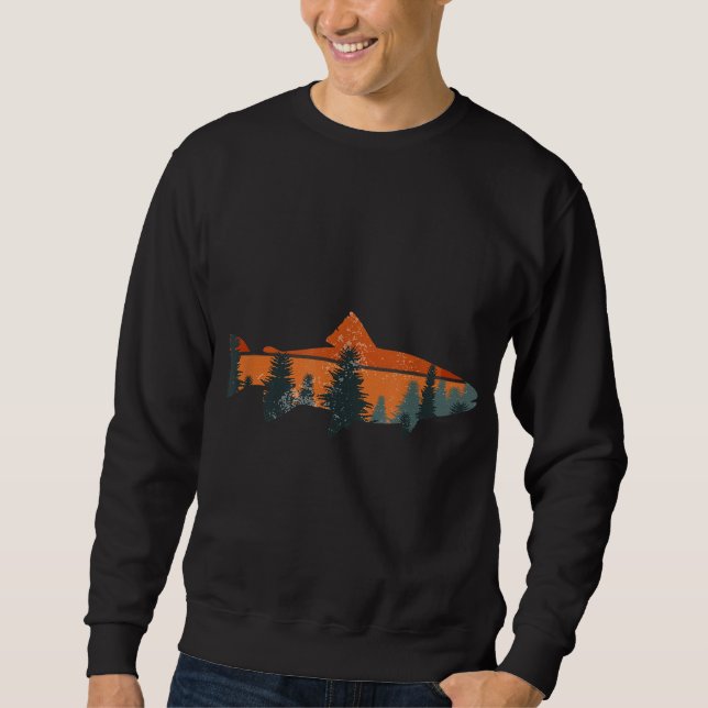 Trout Fly Fishing Nature Outdoor Fisherman Sweatshirt (Vorderseite)