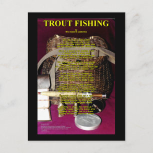Trout-Gedicht - Rute, Rolle und Fischkorb Postkarte