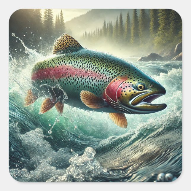 Trout Illustration  Quadratischer Aufkleber (Vorderseite)