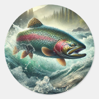 Trout Illustration Runder Aufkleber