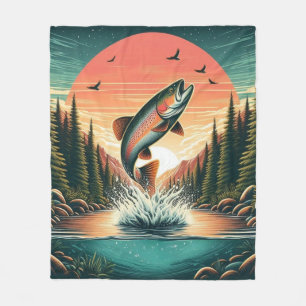 Trout im Freien Natur Fleecedecke