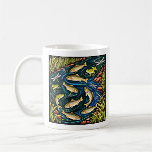 Trout Stream Harmony – Folklore Kunst Fisch, Frösc Kaffeetasse