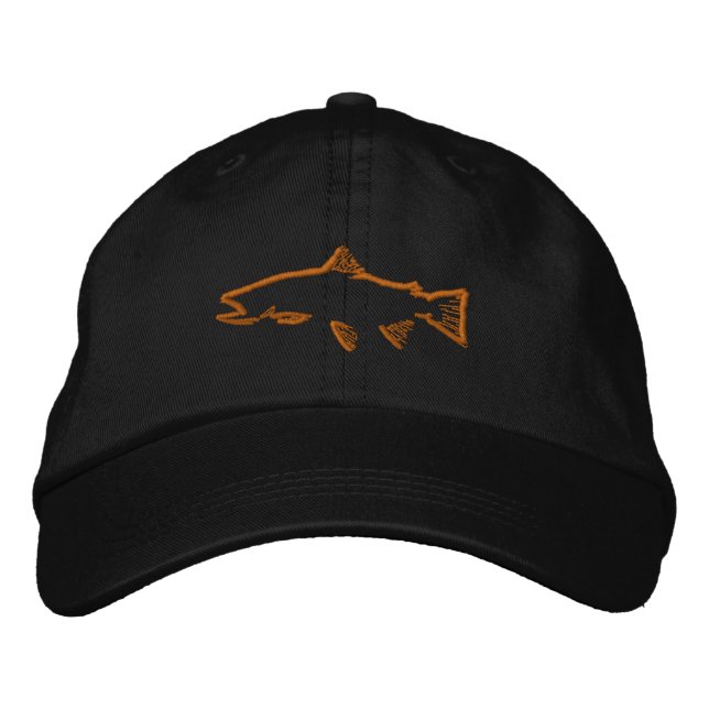 Trout Tracker Hat - Schwarz Bestickte Kappe (Vorderseite)