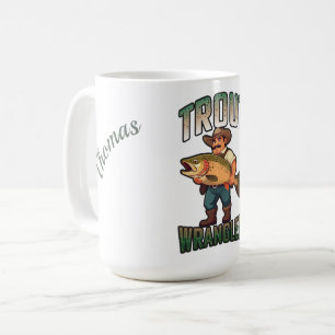 Trout Wrangler Cartoon-Vektorillustration Kaffeetasse