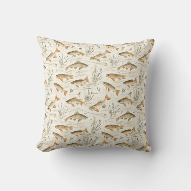 Troutabout Throw Pillow Kissen (Vorderseite)