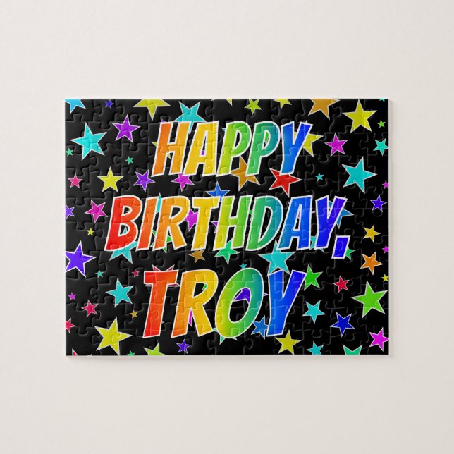 "TROY" Vorname, Spaß "GLÜCKLICHER GEBURTSTAG" Puzzle (Horizontal)