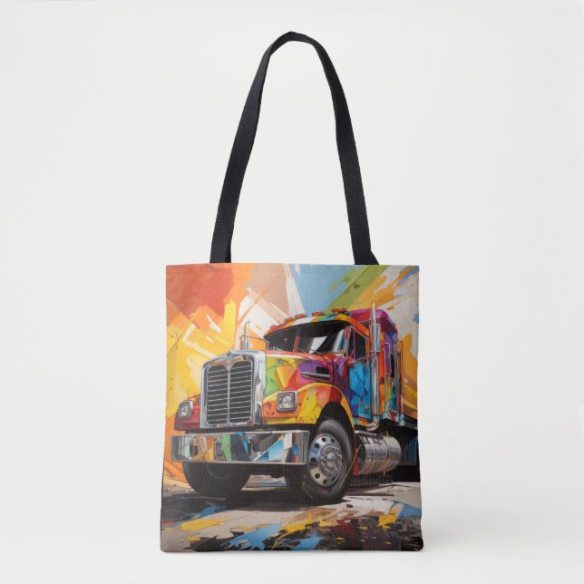 Truck Action Sport Malerei Abstrakte Art Deco (Vorderseite)