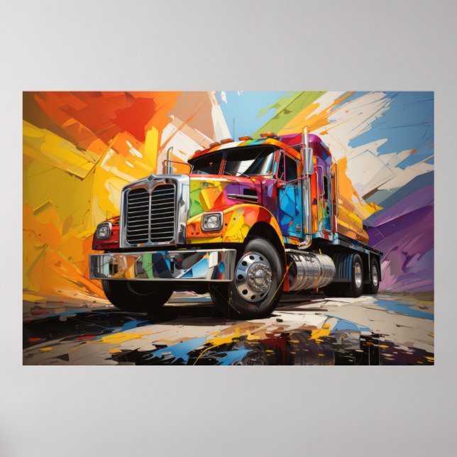 Truck Action Sport Malerei Abstrakte Art Deco Poster (Vorne)