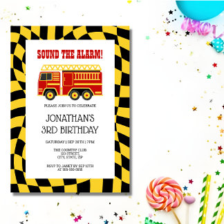 Truck Black Yellow Checkered 3. Geburtstag Einladung