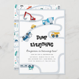 Truck Boy Zweite Geburtstagsparty Dump Alles Einladung