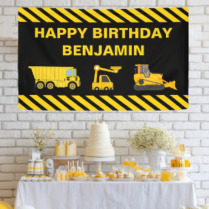 Truck Construction Birthday Party Banner