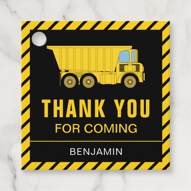 Truck Construction Birthday Party Geschenkanhänger (Vorderseite)