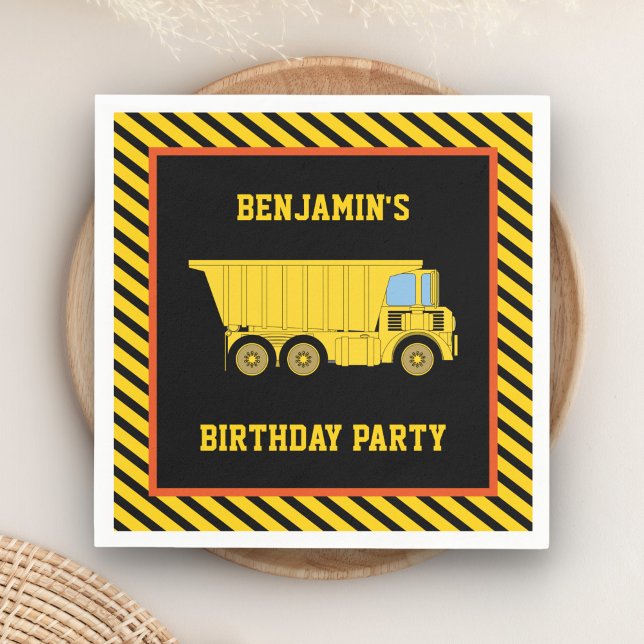 Truck Construction Birthday Party Paper Serviette (Von Creator hochgeladen)