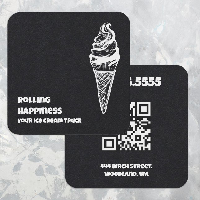 Truck Custom QR Quadratische Visitenkarte (Ice Cream Truck Custom QR Business Card)