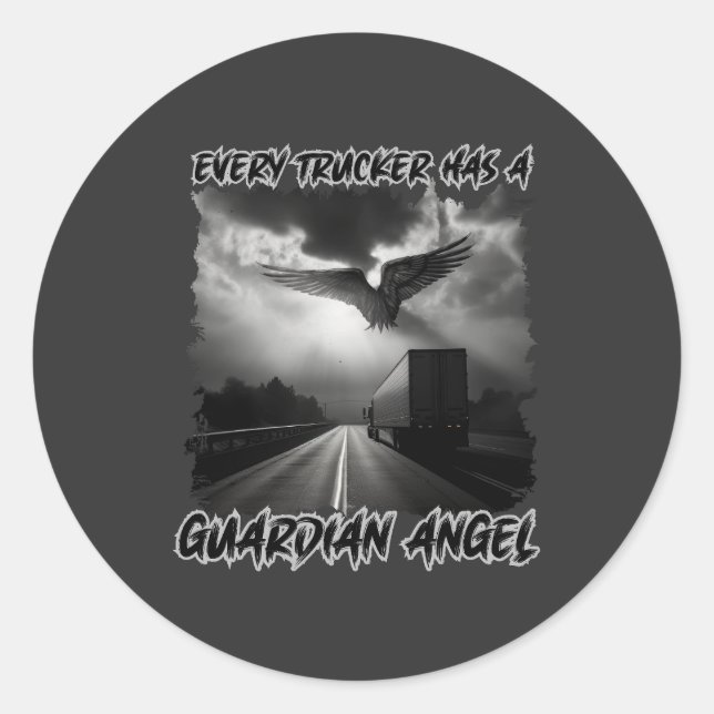 Truck Driver Guardian Angel Road Protection Faith Runder Aufkleber (Vorderseite)