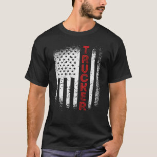 Truck Driver Trucker US American Flag Patriotic T-Shirt