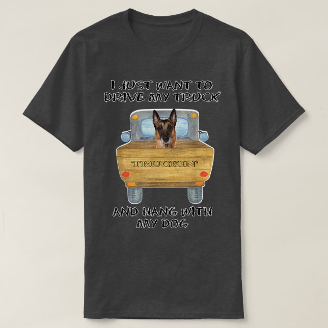 Truck Driving Dog Belgian Malinois  T-Shirt (Design vorne)